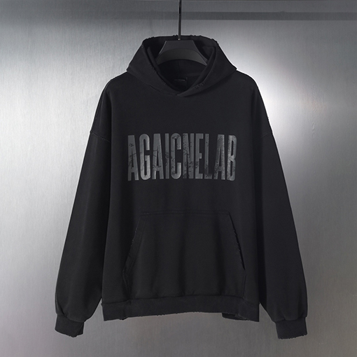 バレンシアガ AGAICNELAB プリント炒め色水洗い磨かれた古いフード付きパーカー