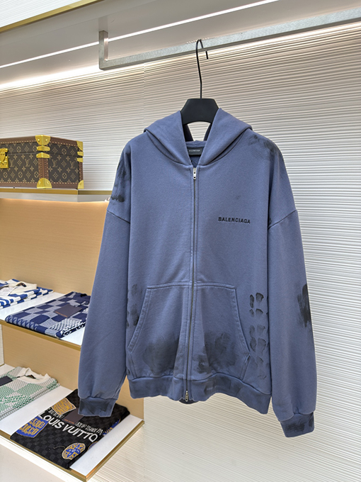 バレンシアガコピー Balenciaga ファッション古い刺繍ジッパーパーカー