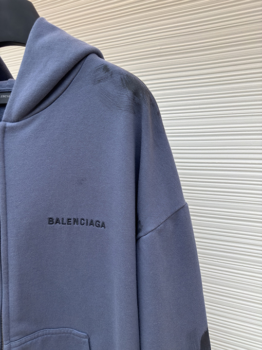 バレンシアガコピー Balenciaga ファッション古い刺繍ジッパーパーカー