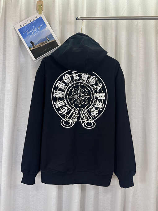 クロムハーツスーパーコピー コンパスパール刺繍フード付きジッパーパーカー