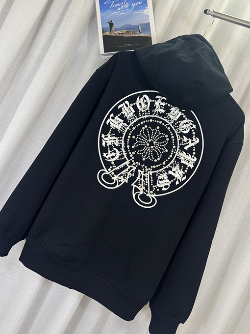 クロムハーツスーパーコピー コンパスパール刺繍フード付きジッパーパーカー