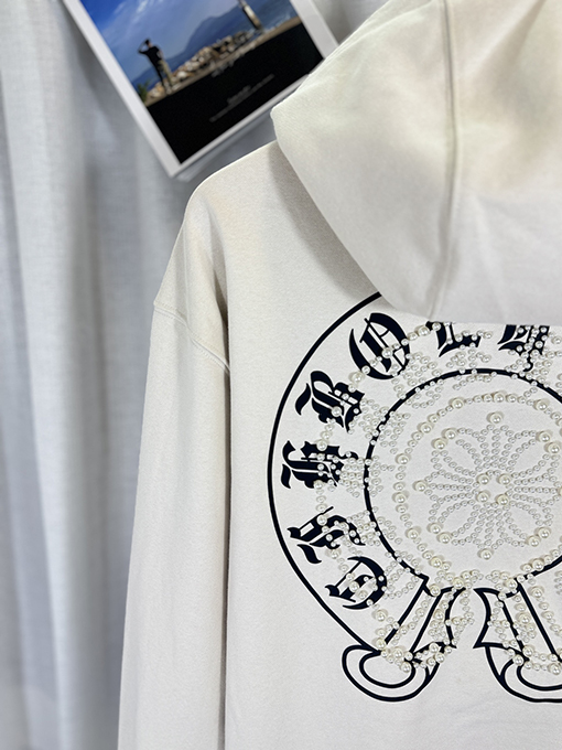 クロムハーツスーパーコピー コンパスパール刺繍フード付きジッパーパーカー