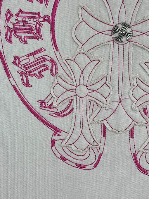 クロムハーツ ウォッシュパッチ刺繍レーザーパッチダイヤモンドフード付きジッパーパーカー