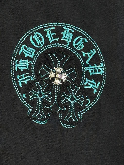 クロムハーツ ウォッシュパッチ刺繍レーザーパッチダイヤモンドフード付きジッパーパーカー
