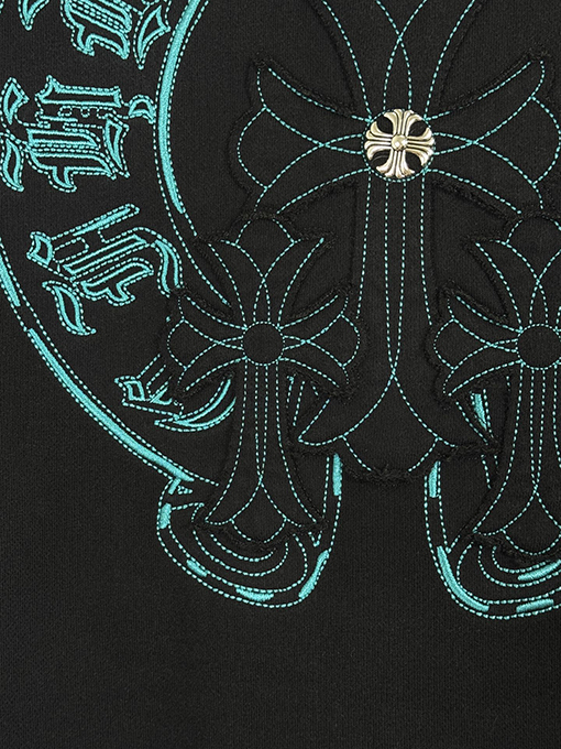 クロムハーツ ウォッシュパッチ刺繍レーザーパッチダイヤモンドフード付きジッパーパーカー