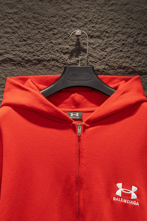 バレンシアガ Balenc1aga 英語コラボフード付きジッパーパーカー