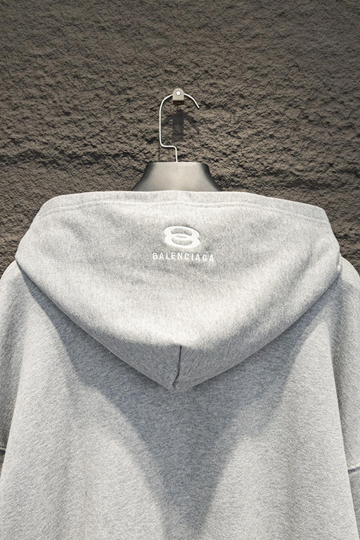 バレンシアガ Balenc1aga 英語ロゴ刺繍コラボレーションフード付きジッパーパーカー