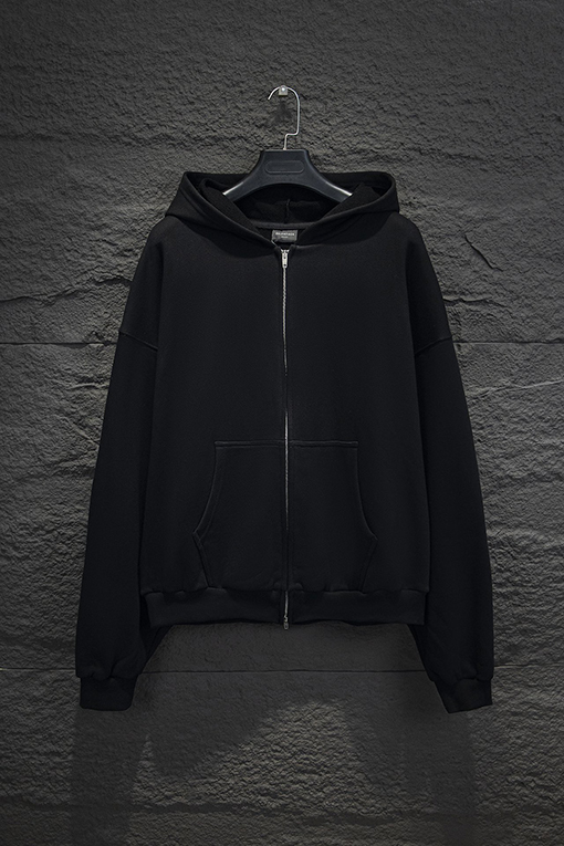 バレンシアガ Balenc1aga 英語ロゴ刺繍コラボレーションフード付きジッパーパーカー
