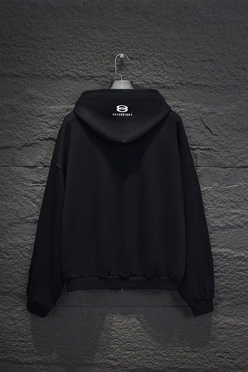 バレンシアガ Balenc1aga 英語ロゴ刺繍コラボレーションフード付きジッパーパーカー