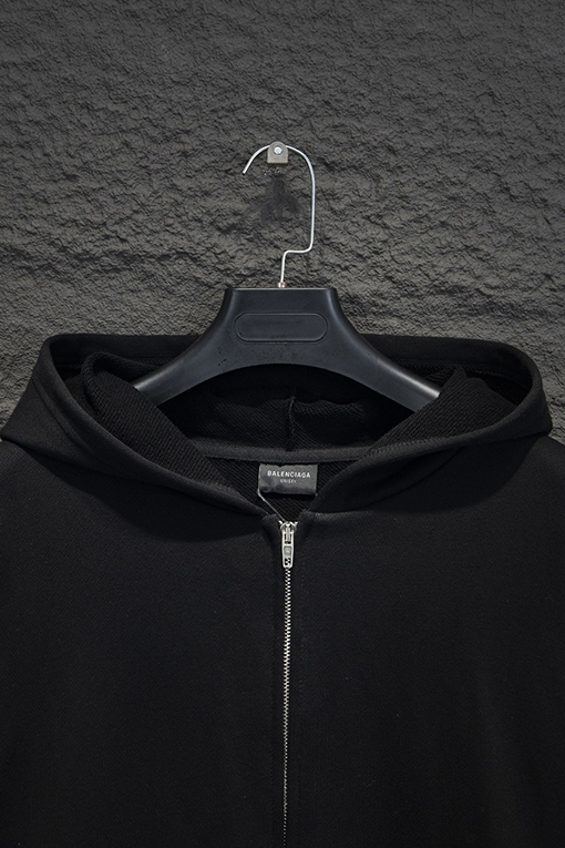 バレンシアガ Balenc1aga 英語ロゴ刺繍コラボレーションフード付きジッパーパーカー