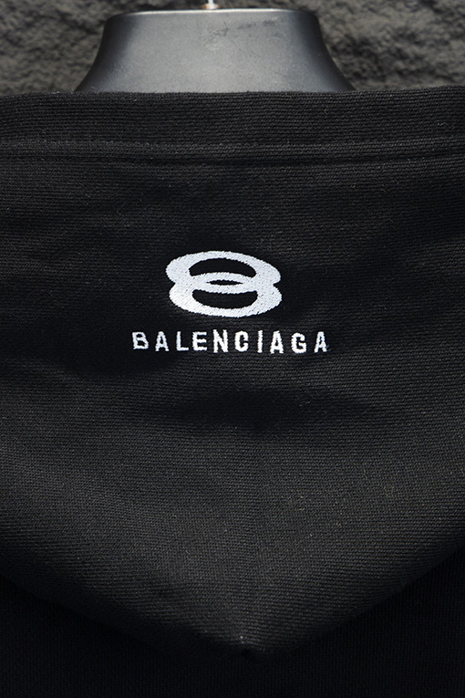 バレンシアガ Balenc1aga 英語ロゴ刺繍コラボレーションフード付きジッパーパーカー