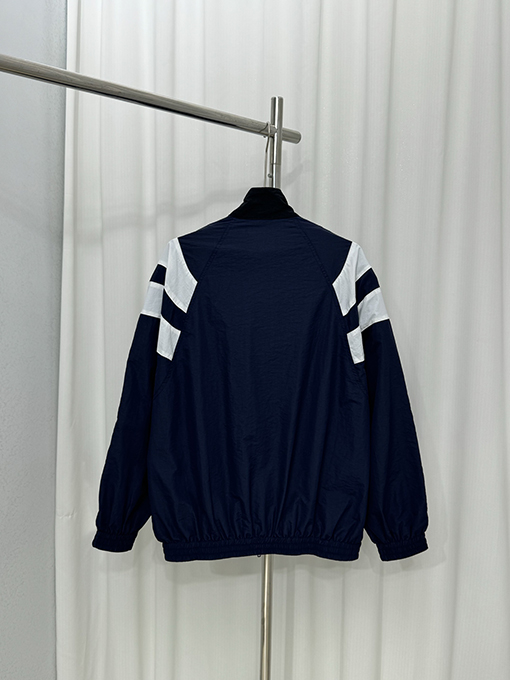バレンシアガコピー パッチワークストライプ文字刺繍ジッパー制服ジャケット