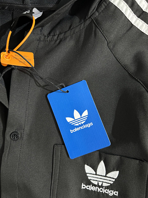 Adidas X Balenciaga コラボレーションクローバー文字刺繍ロゴトレンチコートシャツ