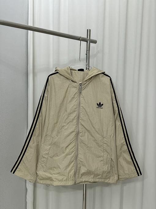 Adidas X Balenciaga コラボレーションシリーズアルファベットロゴジッパートレンチコート