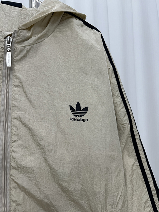 Adidas X Balenciaga コラボレーションシリーズアルファベットロゴジッパートレンチコート