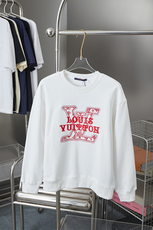 ルイヴィトン 新しい刺繍アルファベットプルオーバーラウンドネックパーカー
