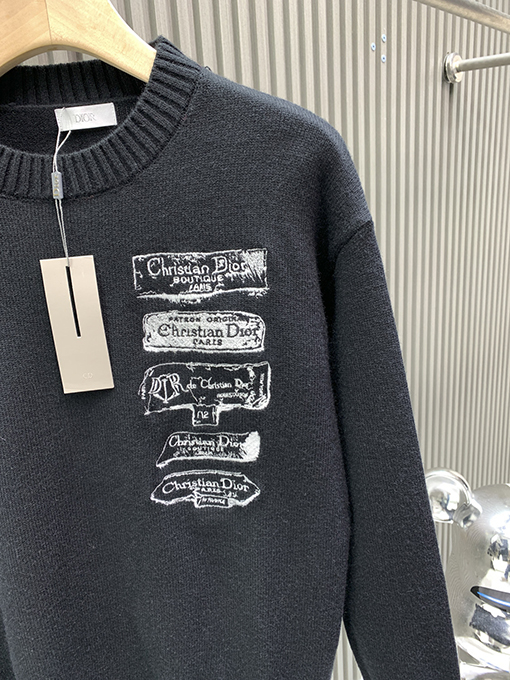 ディオール Archives Labels 新しい標本刺繍ラウンドネックセーター