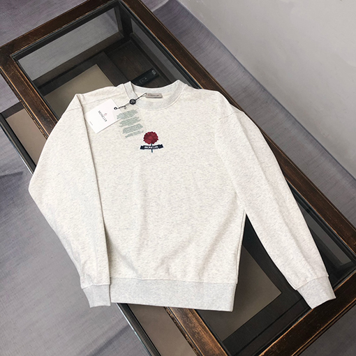 モンクレールコピー クラシックロゴロゴ刺繍フラワークルーネックパーカー