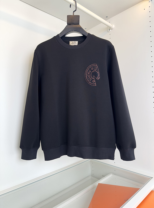 エルメス サドルネイルディテール刺繍クルーネックパーカー