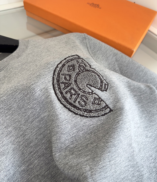 エルメス サドルネイルディテール刺繍クルーネックパーカー