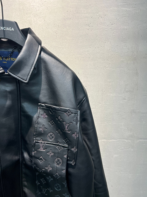 ルイヴィトン LV 高バージョンのステッチモノグラムエンボスレザージャケット
