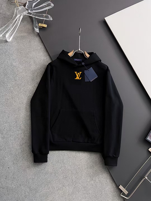 ルイヴィトンコピー 胸のクラシック LV ロゴ刺繍ロゴフード付きパーカー