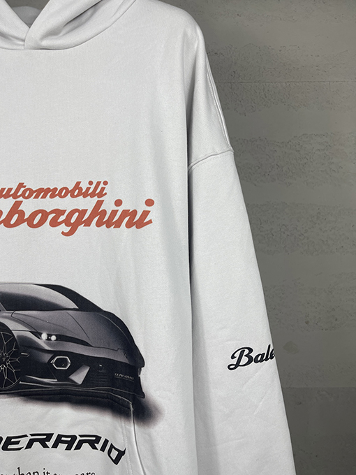 バレンシアガ Lamborghini 新しいコラボレーションモデルのストレートプリントフード付きパーカー