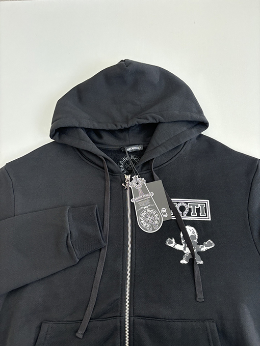 クロムハーツ 九宮格スカルフード付きジッパーパーカー