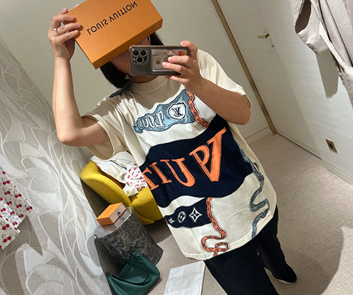 ルイヴィトン デジタルプリント半袖Tシャツ