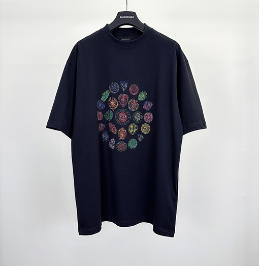バレンシアガコピー Balenc1aga アートプリントヴィンテージ半袖Tシャツ