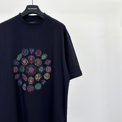 バレンシアガコピー Balenc1aga アートプリントヴィンテージ半袖Tシャツ