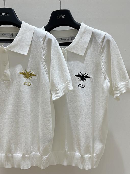 ディオールスーパーコピー リトルビー CD 刺繍プリント半袖Tシャツ