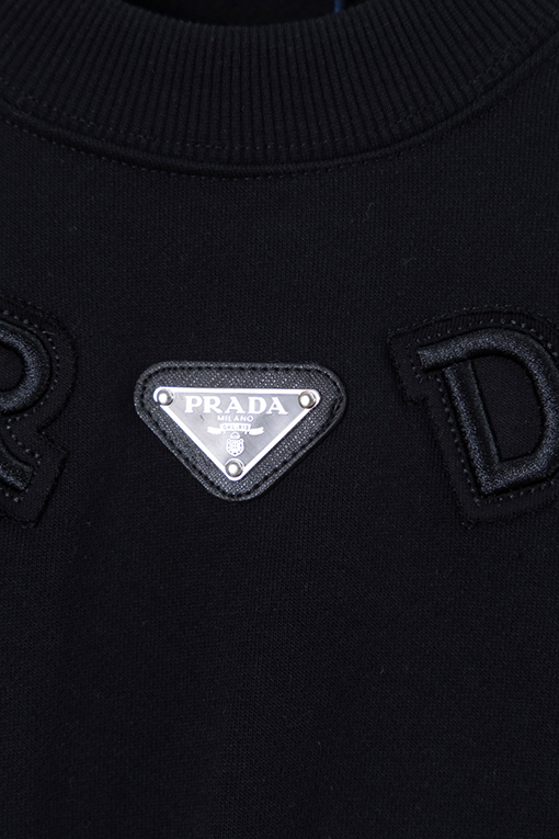プラダコピー PRADA ネックレスパッチ アイアンロゴ 刺繍 クルーネックスパーカー