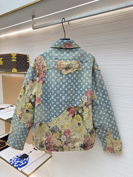 ルイヴィトン ヴィンテージローズフローラルパッチデニムジャケット