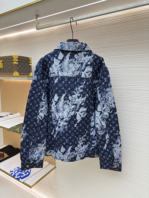 ルイヴィトン 白と青のシーグラスプリントのデニムジャケット