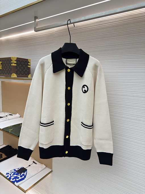 グッチ パッチワークウール混カーディガン