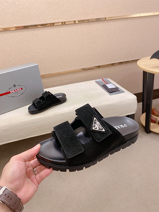 プラダ メンズスエードレザースリッパ
