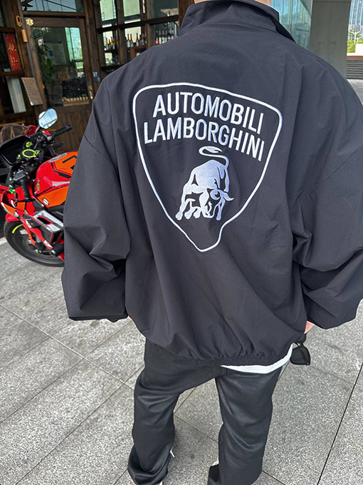 Balenciaga X Lamborghini ファッションコラボレーション刺繍ジッパージャケット