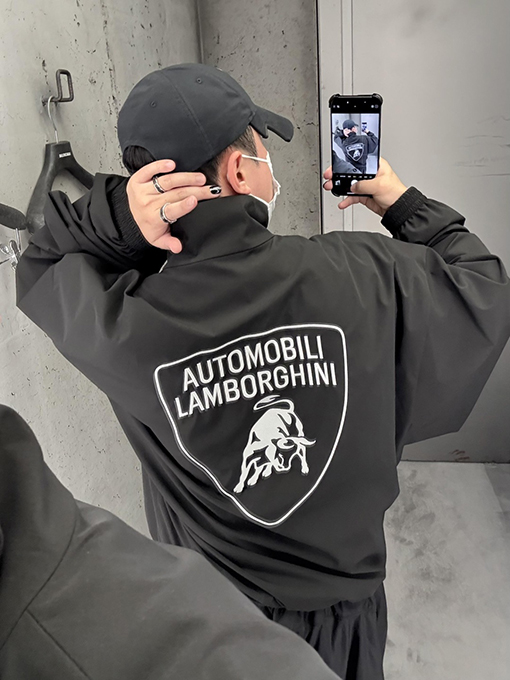 Balenciaga X Lamborghini ファッションコラボレーション刺繍ジッパージャケット
