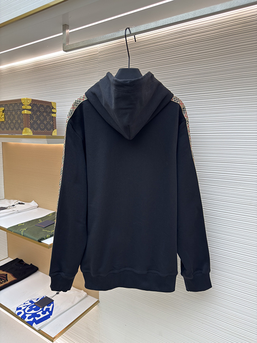 バーバリー ウェブトリムの刺繍ジップアップフード付きスパーカー