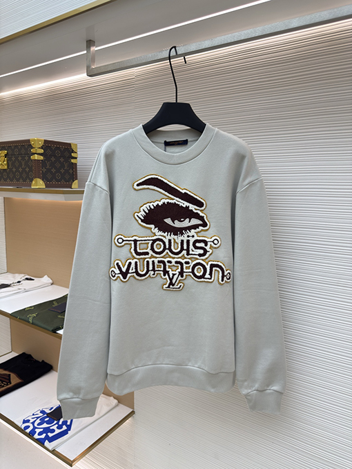 ルイヴィトン 目を引くウール刺繍のラウンドネックスパーカー
