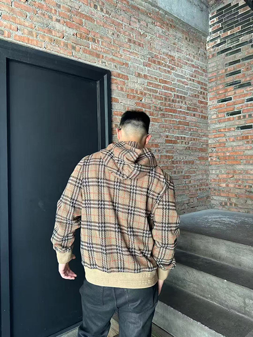 バーバリースーパーコピー コットン混チェック柄ジップアップカーディガン
