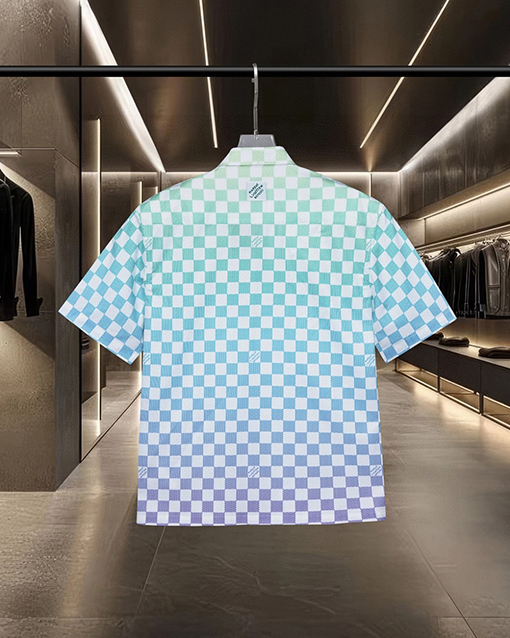 ルイヴィトンコピー Damier Monogram グラデーションチェッカーボード半袖シャツ