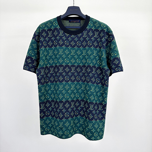 ルイヴィトン コントラストカラージャカードニット半袖Tシャツ