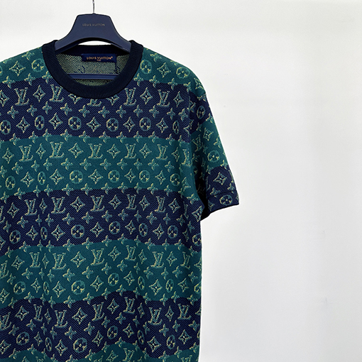 ルイヴィトン コントラストカラージャカードニット半袖Tシャツ