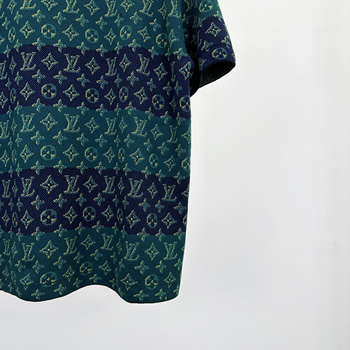 ルイヴィトン コントラストカラージャカードニット半袖Tシャツ