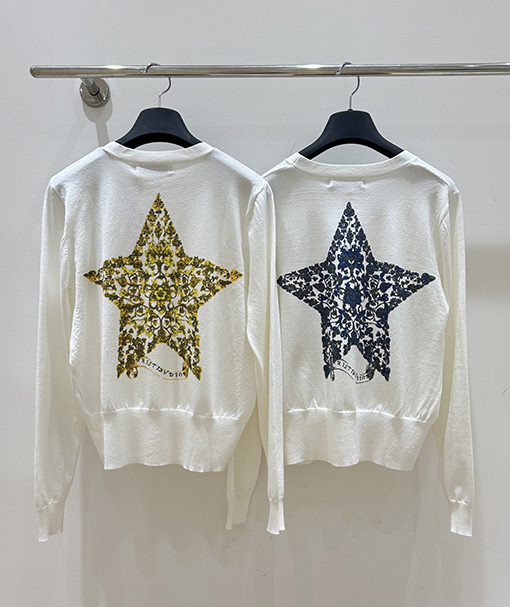 ディオール リトルビー刺繍とCDロゴが入ったVネックカーディガン