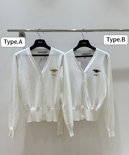 ディオール リトルビー刺繍とCDロゴが入ったVネックカーディガン