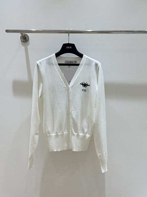 ディオール リトルビー刺繍とCDロゴが入ったVネックカーディガン