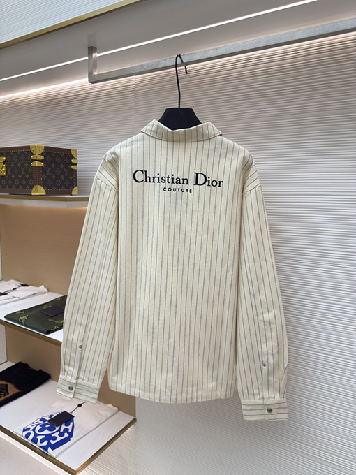 ディオール Christian Dior Couture ヘリンボーンストライプ刺繍長袖シャツ